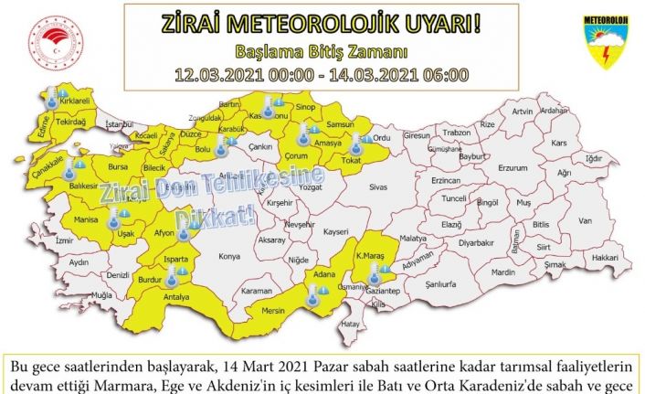 Orta Karadeniz’de zirai don uyarısı