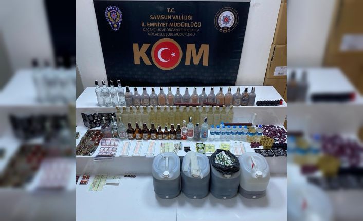 Samsun’da sahte içki malzemeleri ele geçirildi