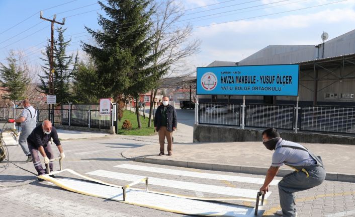 Havza’da okul önlerine 3 boyutlu yaya geçidi