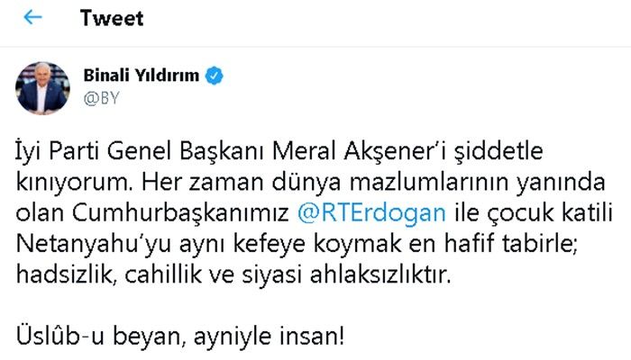 Binali Yıldırım’dan Meral Akşener’in ifadelerine sert tepki