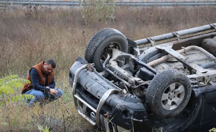 Amasya’da otomobil takla atarak ters döndü: Sürücüsünün burnu bile kanamadı