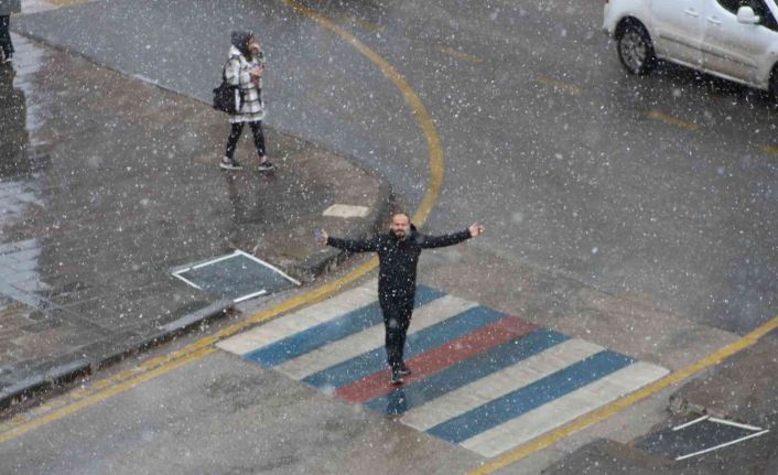 Erzurum lapa lapa yağan kara teslim