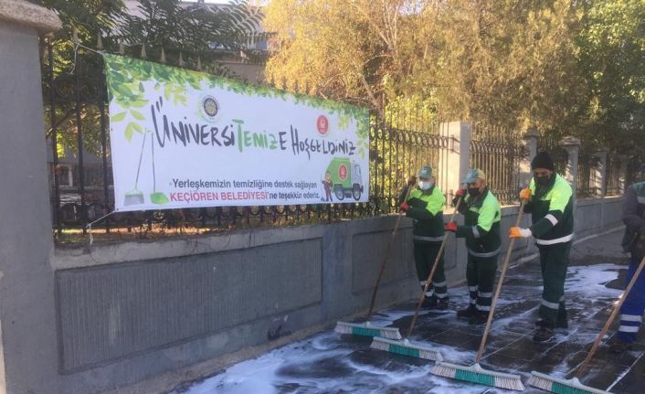 Keçiören Belediyesi’nden üniversitelere hem temizlik hem de dezenfeksiyon hizmeti