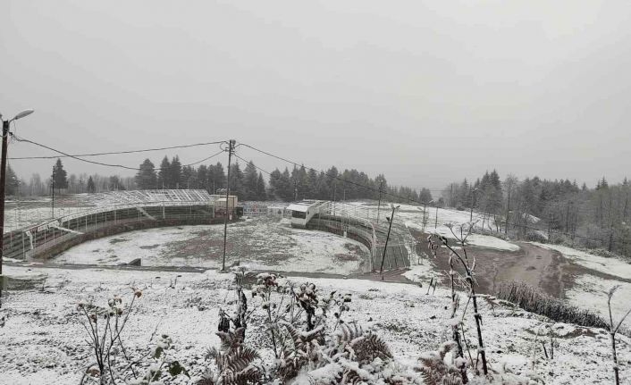 Artvin il merkezinin yüksek kesimlerine kar yağdı
