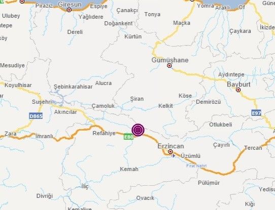 Erzincan Refahiye’de 3.5 büyüklüğünde deprem