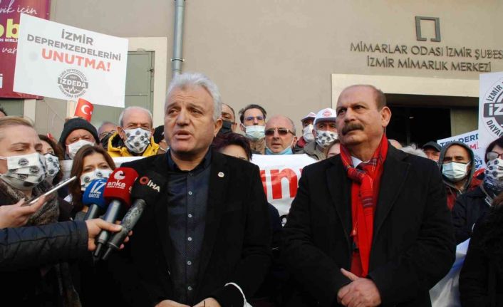 İzmirli depremzedeler TMMOB’yi protesto etti