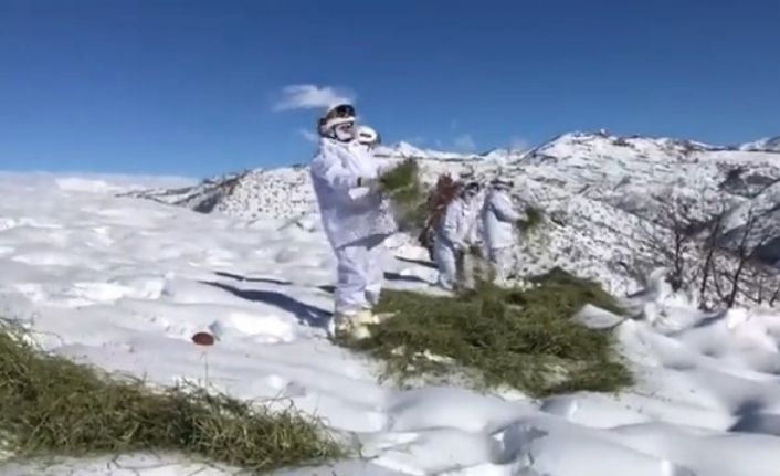 Jandarma ekipleri yaban hayvanlarını unutmadı