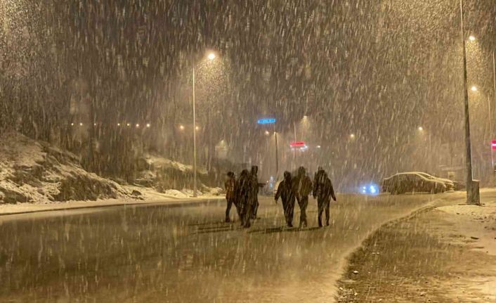 Lapa lapa karı gören sokağa çıktı