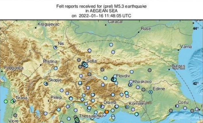 Yunanistan açıklarında 5.3 büyüklüğünde deprem