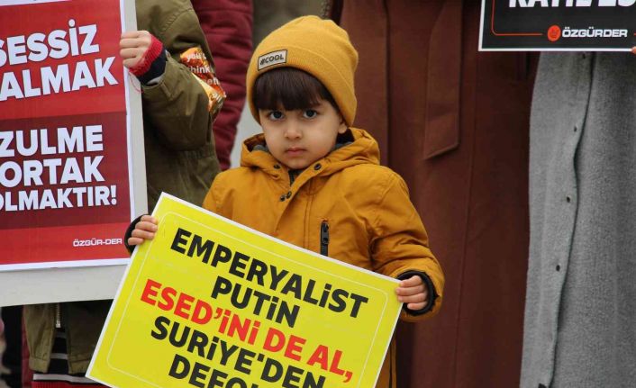 Ankara’da Rusya Büyükelçiliği önünde protesto