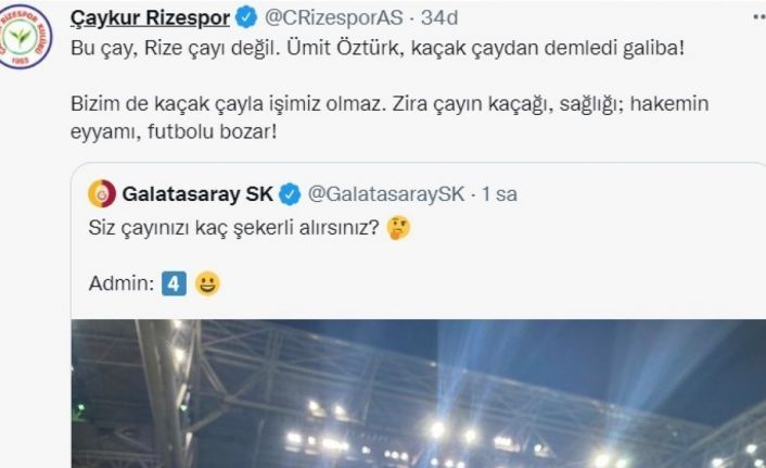 Çaykur Rizespor’dan Galatasaray’a hakem göndermesi