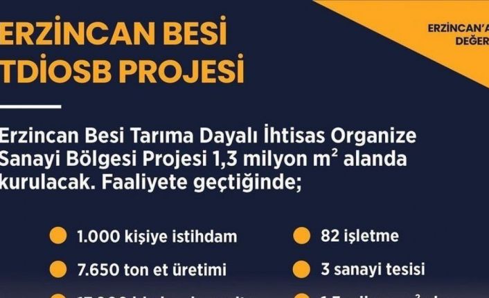 Erzincan Besi TDİOSB projesi 1,3 milyon metrekare alanda kurulacak