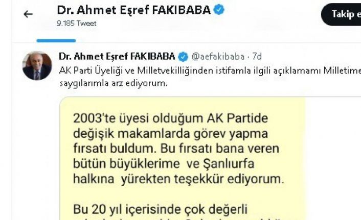 Fakıbaba partisinden ve milletvekilliğinden istifa etti