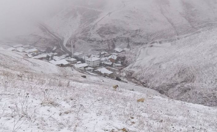 Bayburt’un yüksek kesimlerine kar yağdı