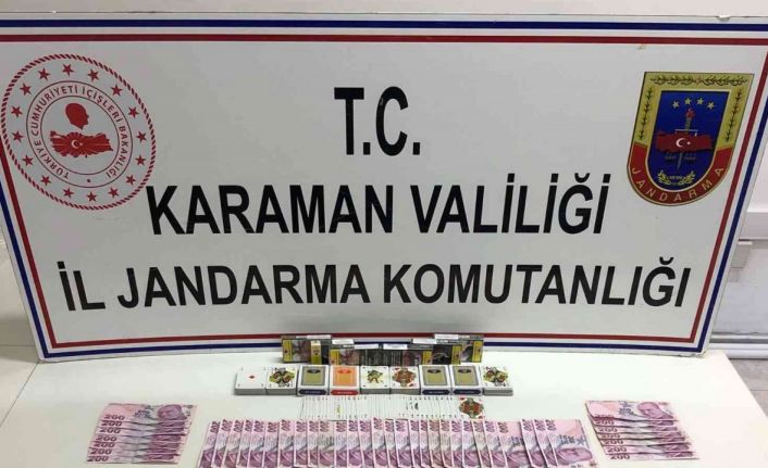 Karaman’da kumar oynayan 8 kişi, jandarma baskınında suçüstü yakalandı