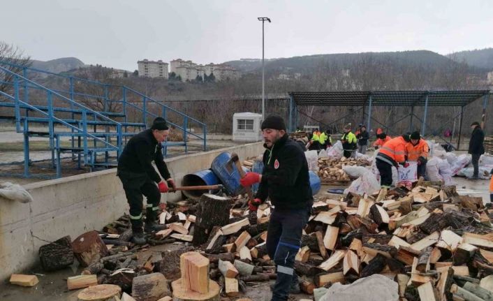 Park ve Bahçeler Müdürlüğü ekiplerinin depremzedeler için odun seferberliği