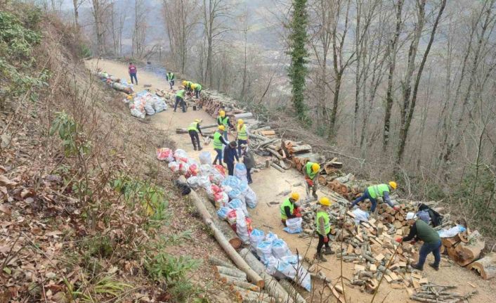 Sel afetini yaşayan orman köylüsü, depremzedelere yakacak odun hazırladı