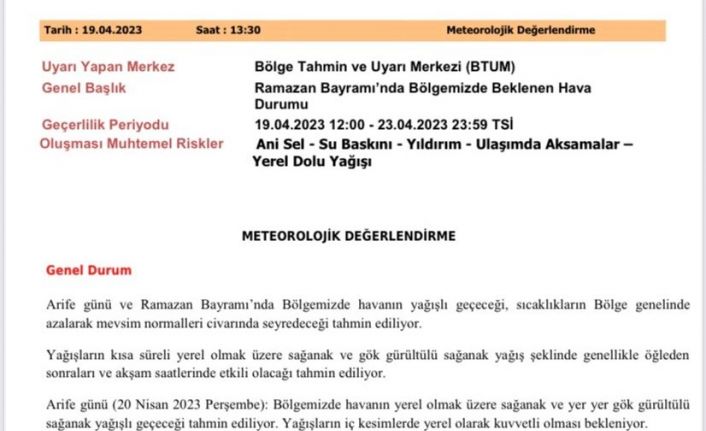 Sinop’ta Ramazan Bayramı boyunca yağış bekleniyor