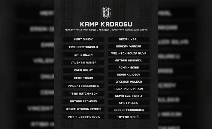 Beşiktaş’ın Antalyaspor maçı kamp kadrosu belli oldu