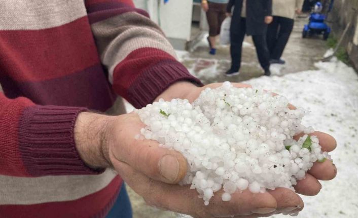 Dolu yağışı Kemaliye’nin yollarını beyaza büründürdü