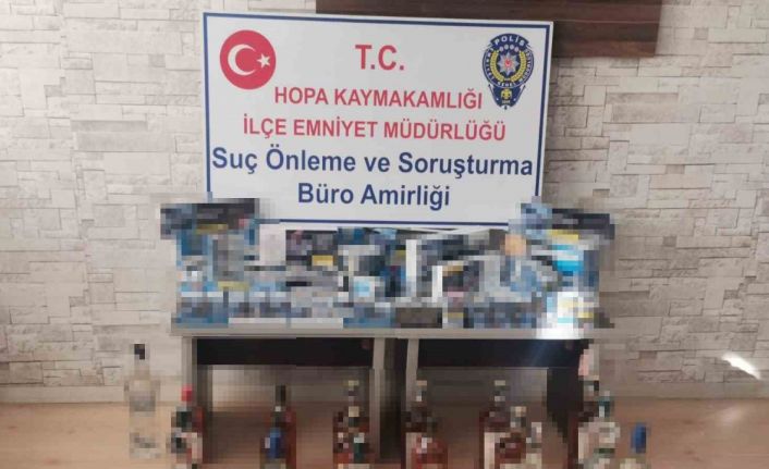 Hopa’da  kaçak içki ve sigara satıcılar nereye kacağını şaşırdı