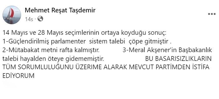 İYİ Partili Taşdemir: "Akşener’in başbakanlık talebi hayalden öteye gidememiştir"