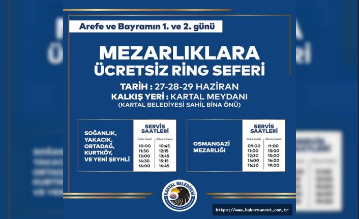 KARTAL BELEDİYESİ’NDEN MEZARLIKLARA ÜCRETSİZ ULAŞIM HİZMETİ