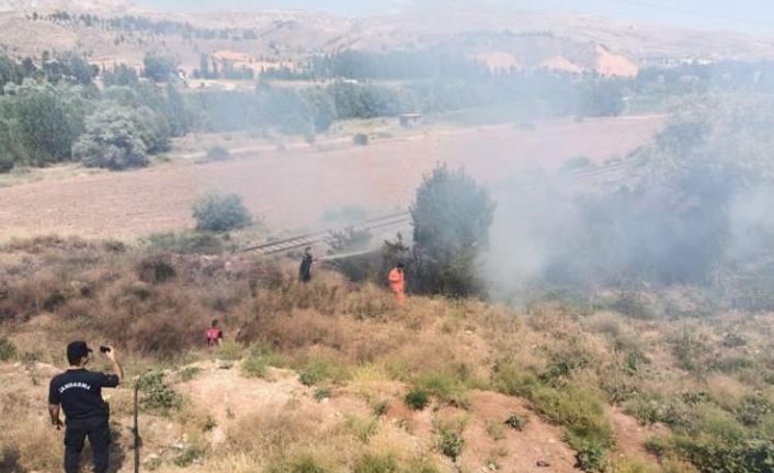 Arazide çıkan yangın itfaiye ekiplerince söndürüldü