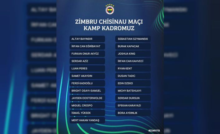 Fenerbahçe’nin Zimbru maçı kamp kadrosu açıklandı