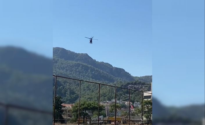 Marmaris’te trafik ekiplerinden helikopterli denetim