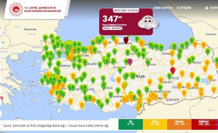 Türkiye’de en kalitesiz hava Boyabat’ta