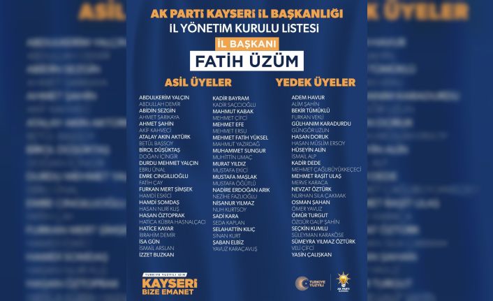 AK Parti Kayseri İl Yönetimi belli oldu