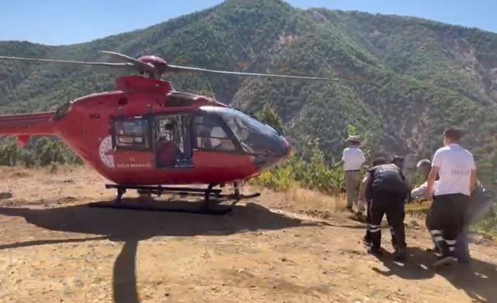 Ambulans helikopter mezradaki hastanın imdadına yetişti