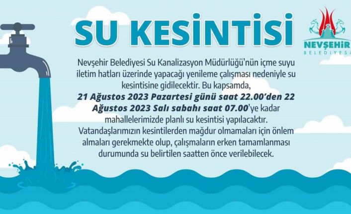 Belediye’den Su Kesinti Uyarısı