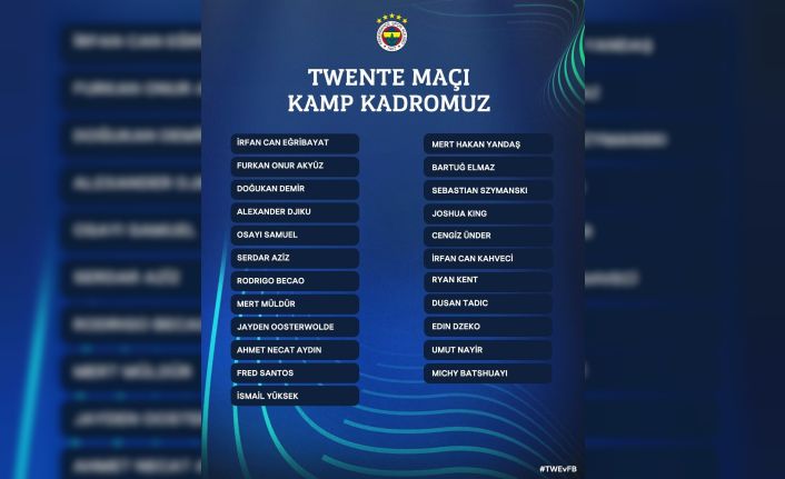 Fenerbahçe’nin Twente maçı kadrosu belli oldu