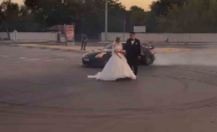 Gelin ve damat etrafında drift atan sürücüye ceza yağdı