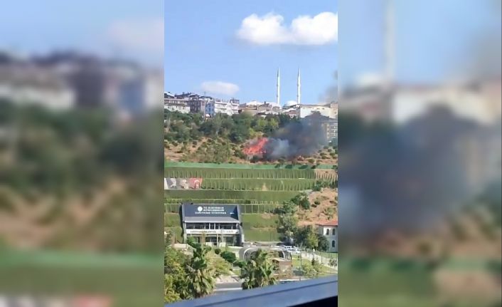 Kağıthane’deki yeşil alan yangını kameraya yansıdı