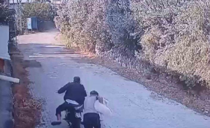 Köpeği çalan 2 acemi hırsızın motosiklet çalışmayınca yaşadıkları panik kamerada