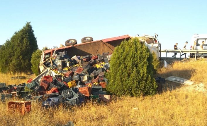 Kütahya’da limon yüklü tır devrildi: 1 yaralı