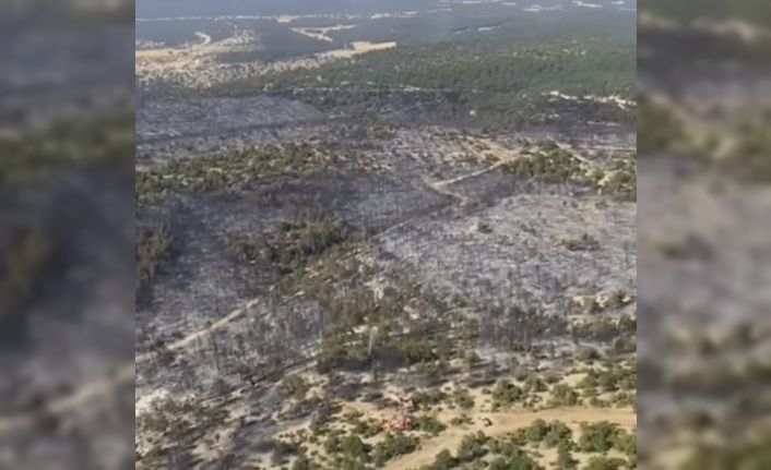 Kütahya’da yanan ormanlık alanlar havadan görüntülendi