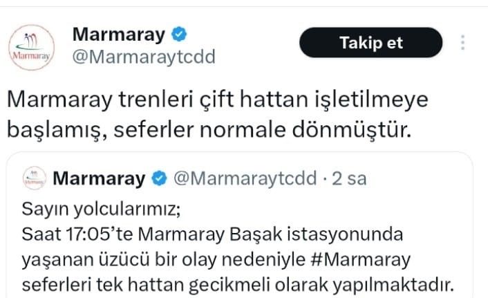 Marmaray’da hareketli saatler: Tren gelirken raylara atladı