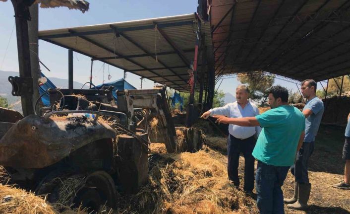 Menteşe Ziraat Odası Başkanı Baştuğ’dan ahırı yanan üreticiye ziyaret