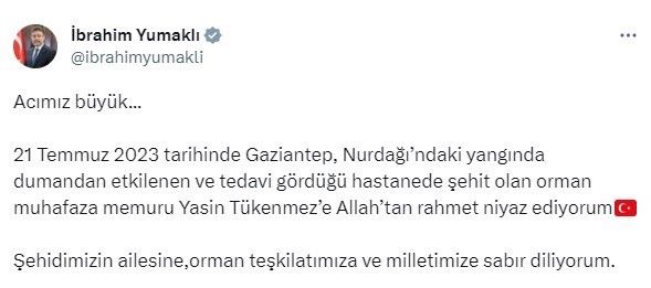 Yangına müdahale ederken dumandan etkilenen orman memuru kurtarılamadı