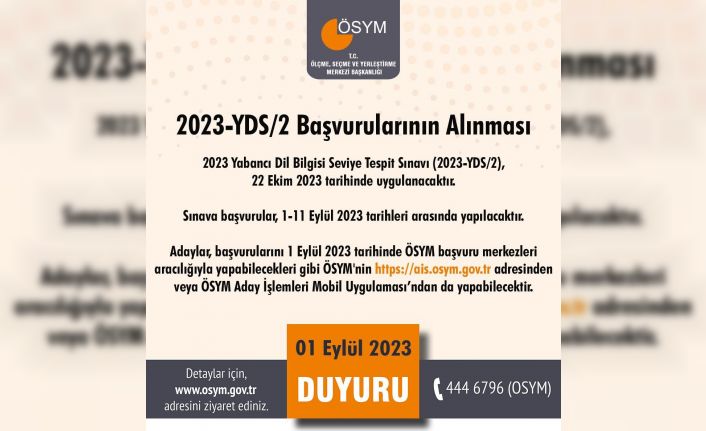 2023-YDS/2 başvuruları başladı