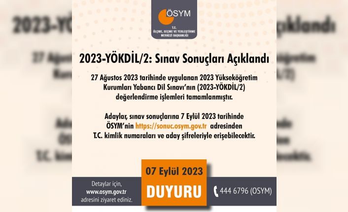 2023-YÖKDİL/2 sonuçları açıklandı