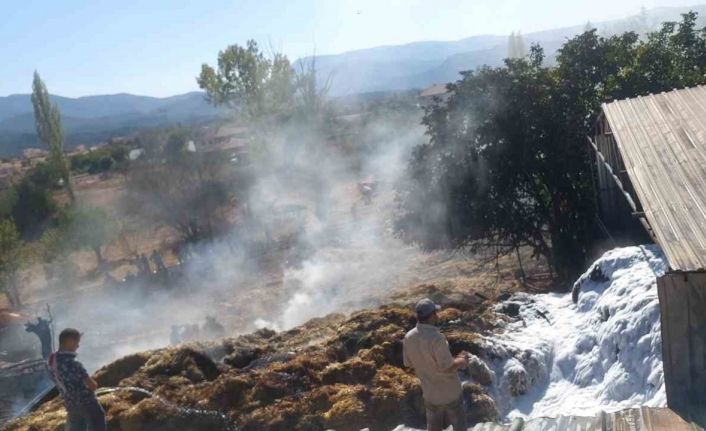 Bolu’da samanlık alev alev yandı