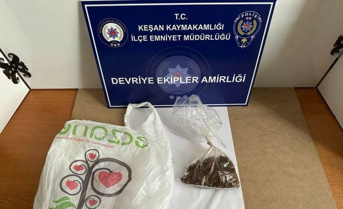 Keşan’da polisin durdurduğu şüpheliden uyuşturucu ele geçirildi