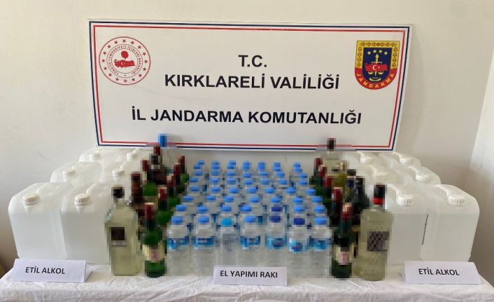 Kırklareli’nde 140 litre kaçak içki ele geçirildi