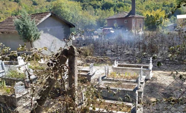 Mezarlıkta çıkan yangın söndürüldü