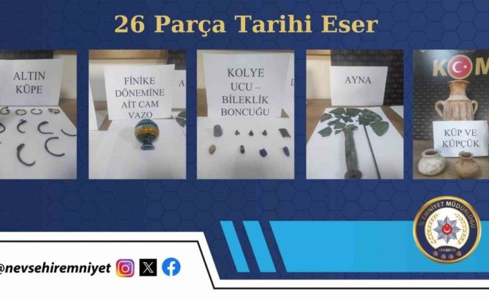 Nevşehir’de 26 parça tarihi eser ele geçirildi